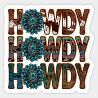 Howdy Turquoise cowhide Sticker